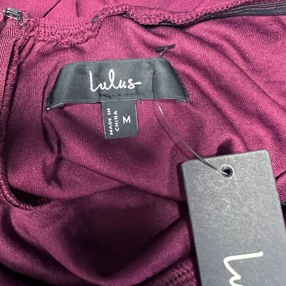 Lulus Lorenz Plum Purple Ruffled Lace-Up Maxi Dress Size M NWT - Picture 12 of 15